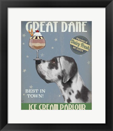 Framed Great Dane, Harlequin, Ice Cream Print