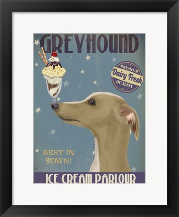 Framed Greyhound, Tan, Ice Cream Print