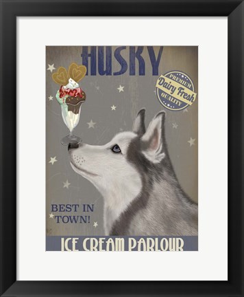 Framed Husky Ice Cream Print