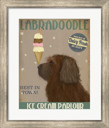 Framed Labradoodle, Brown, Ice Cream Print