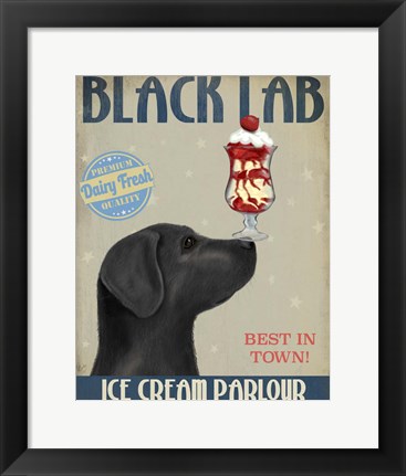 Framed Black Labrador Ice Cream Print