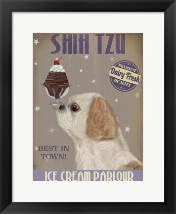 Framed Shih Tzu Ice Cream Print