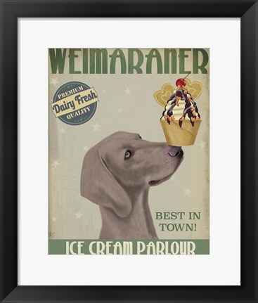 Framed Weimaraner Ice Cream Print