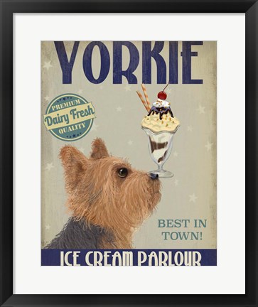 Framed Yorkshire Terrier Ice Cream Print