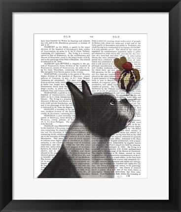 Framed Boston Terrier Ice Cream Print