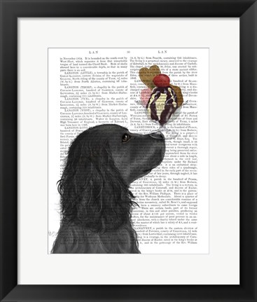 Framed Cocker Spaniel, Black, Ice Cream Print