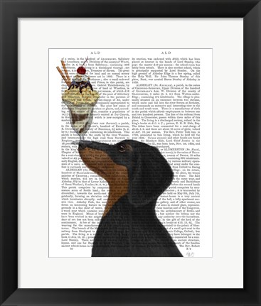 Framed Dachshund, Black and Tan, Ice Cream Print