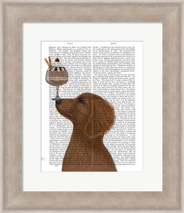 Framed Dachshund, Gold, Ice Cream Print