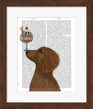 Framed Dachshund, Gold, Ice Cream Print