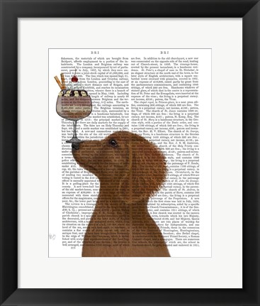 Framed Dachshund, Gold, Ice Cream Print