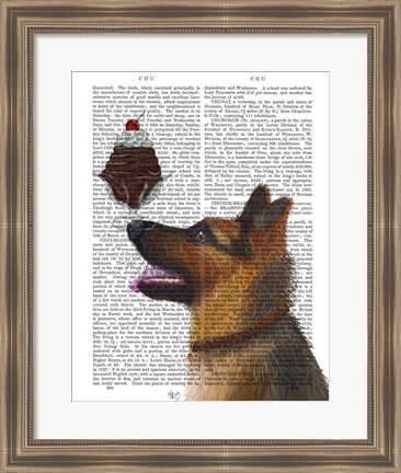 Framed German Shepherd Ice Cream Print