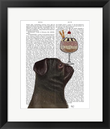 Framed Pug, Black, Ice Cream Print