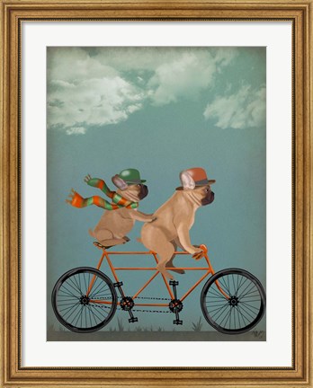 Framed French Bulldog Tandem Print