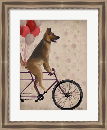 Framed German Shepherd on Bicycle Print