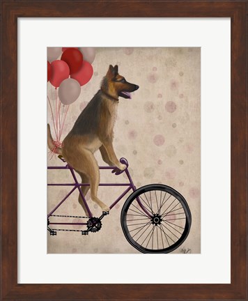 Framed German Shepherd on Bicycle Print