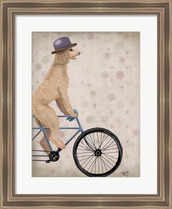 Framed Poodle on Bicycle, Cream Print