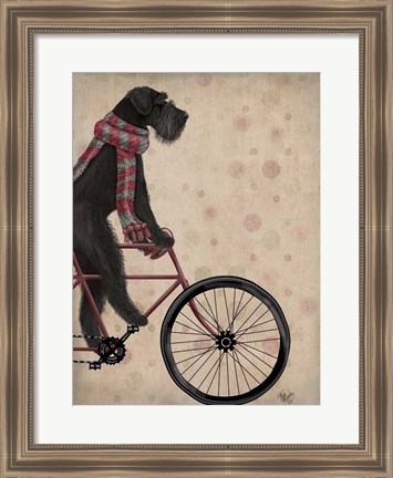 Framed Schnauzer on Bicycle, Black Print