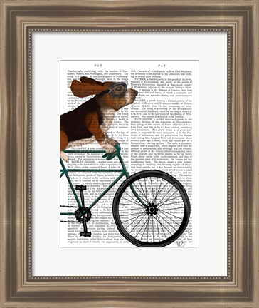 Framed Basset Hound on Bicycle Print