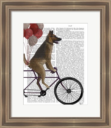 Framed German Shepherd on Bicycle Print