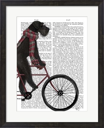 Framed Schnauzer on Bicycle, Black Print