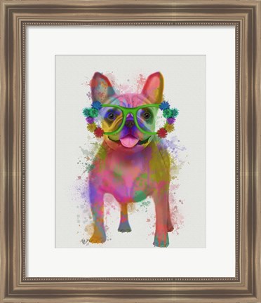 Framed Rainbow Splash French Bulldog, Full Print