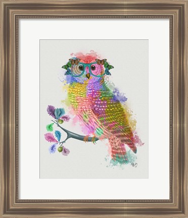 Framed Rainbow Splash Owl Print