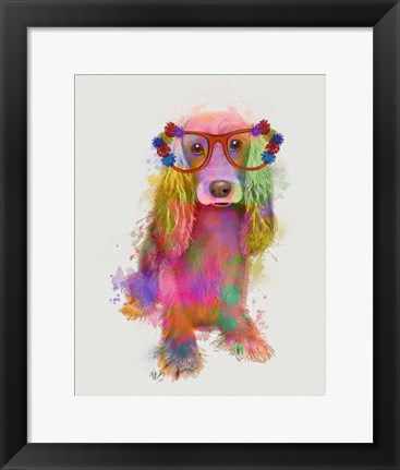 Framed Rainbow Splash Cocker Spaniel, Full Print