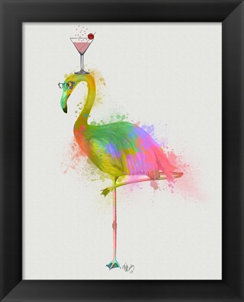 Framed Rainbow Splash Flamingo 2 Print