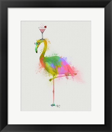 Framed Rainbow Splash Flamingo 2 Print