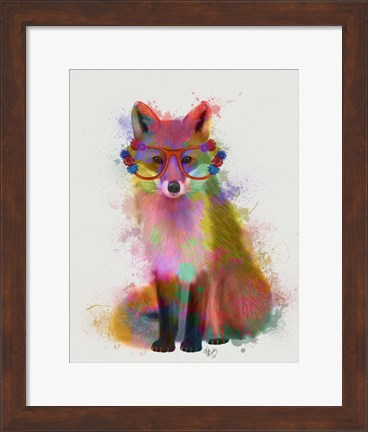 Framed Rainbow Splash Fox 2 Print