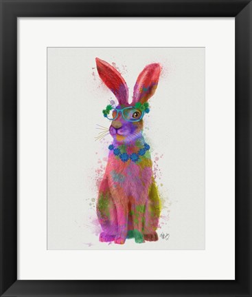 Framed Rainbow Splash Rabbit 2, Full Print