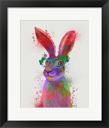 Framed Rainbow Splash Rabbit 2, Portrait Print