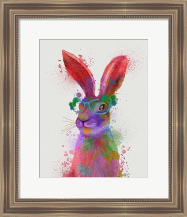 Framed Rainbow Splash Rabbit 2, Portrait Print