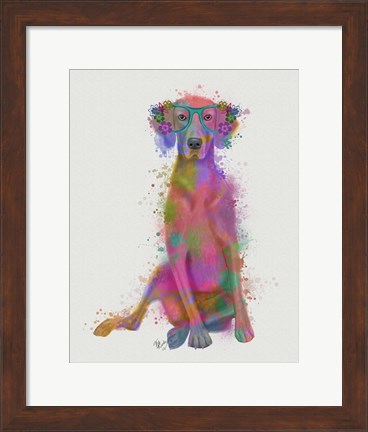 Framed Rainbow Splash Weimaraner, Full Print