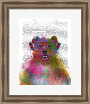 Framed Rainbow Splash Bear Print