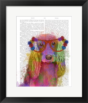 Framed Rainbow Splash Cocker Spaniel, Portrait Print