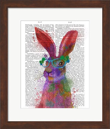 Framed Rainbow Splash Rabbit 2, Portrait Print