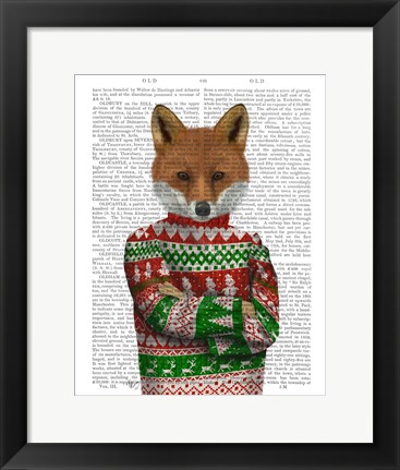 Framed Fox in Christmas Sweater Print