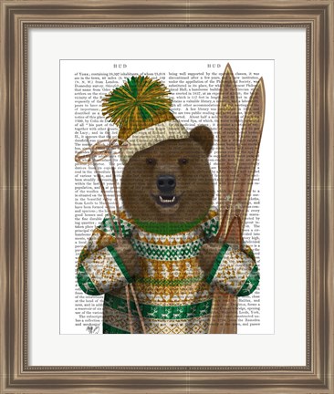 Framed Bear in Christmas Sweater Print