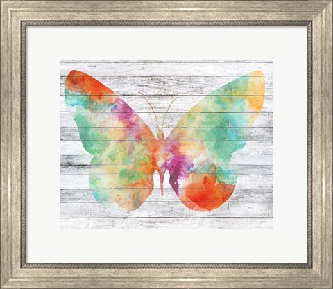 Framed Wings on Wood I Print