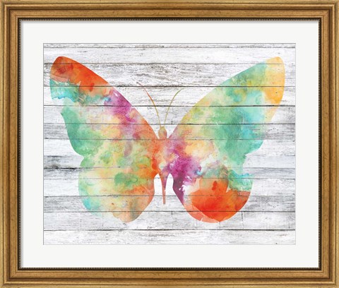 Framed Wings on Wood I Print