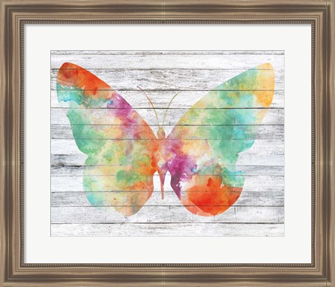 Framed Wings on Wood I Print