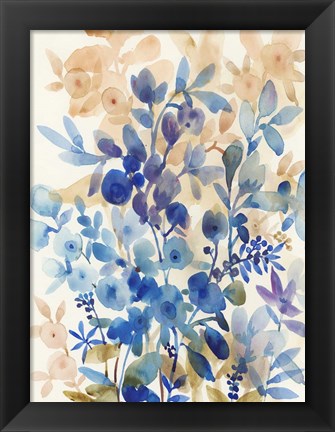 Framed Blueberry Floral I Print