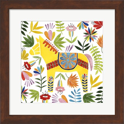 Framed Festive Otomi III Print