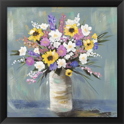 Framed Mixed Pastel Bouquet I Print