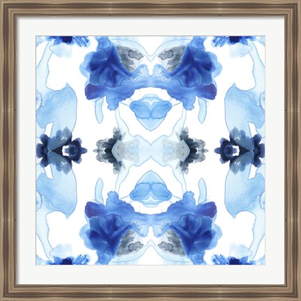 Framed Blue Kaleidoscope I Print