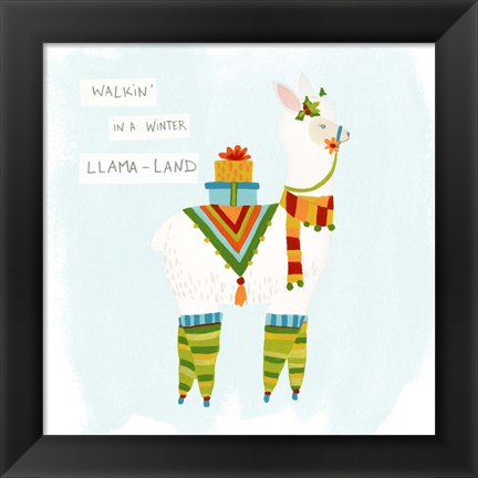 Framed Fa-la-la-la Llama II Print