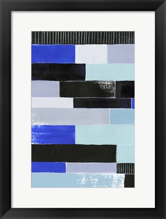 Framed Black &amp; Blue Bricks I Print