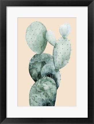 Framed Cactus on Coral I Print