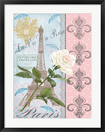 Framed La Vie en Rose I Print